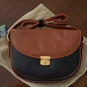 Brown and Black Leather Crossbody Bag